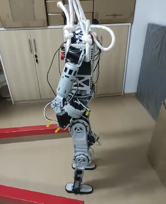 Side profile of the naked machine on ropes
